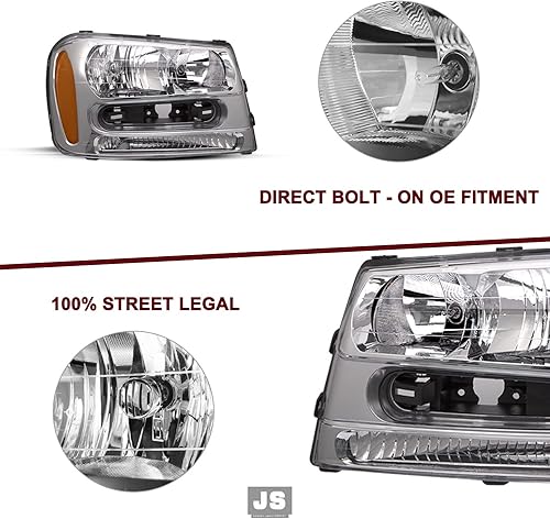 Miniatura 6 de JSBOYAT Conjunto de faros delanteros con bombillas de repuesto para Chevy Trailblazer 2002-2009 con rejilla de ancho completo del lado del pasajero