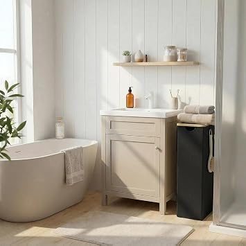 efluky Slim Laundry Basket with Lid, Tall Narrow Washing Basket for Laundry, Folding Small Slimline Laundry Baskets for Dirty Clothes, 63L Cloth Storage Basket
