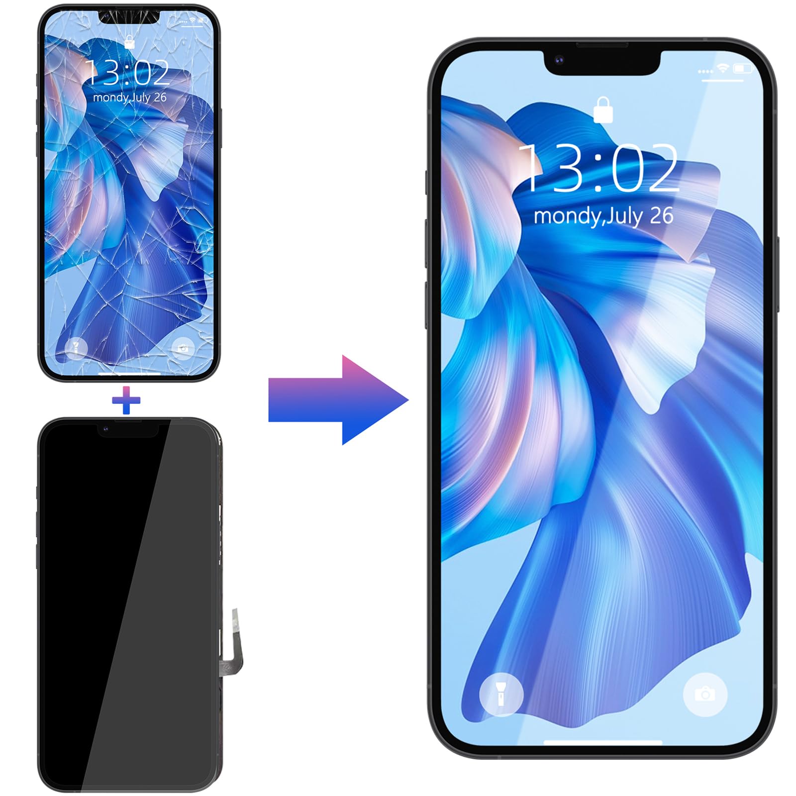 iPhone12用フロントパネル　液晶ガラス画面 iPhone 12 純正 フロントパネル Aランク 修理 部品 パーツ 前面