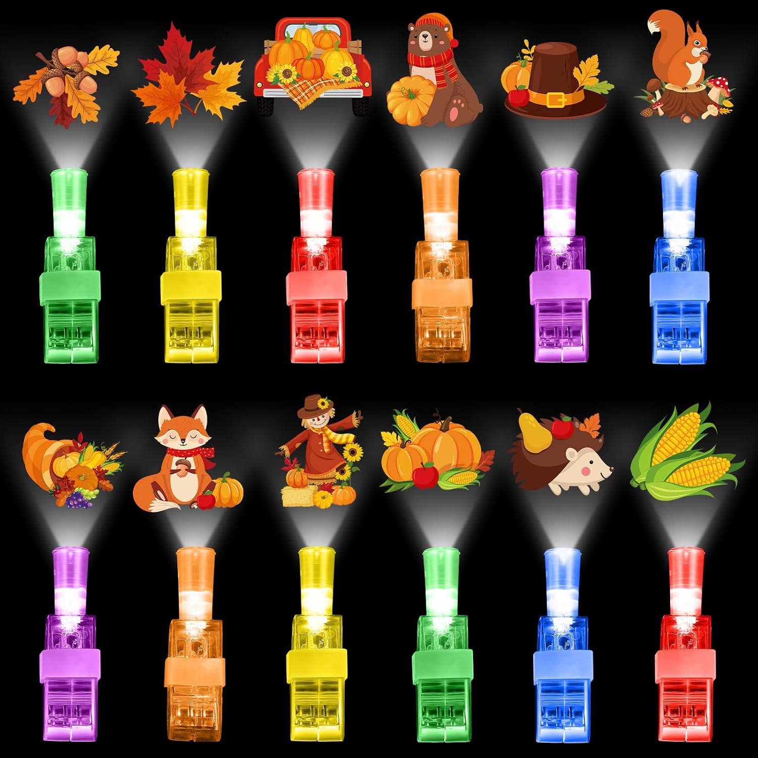 Capoda 36 Pack Fall LED Finger Lights, Autumn Projection Party Favors