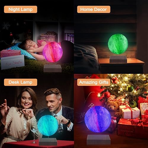 Miniatura 5 de UVEHAS Lámpara de luna de galaxia levitante 16 colores de levitación magnética flotante 3D luz de luna con control remoto giratorio en aire, luces