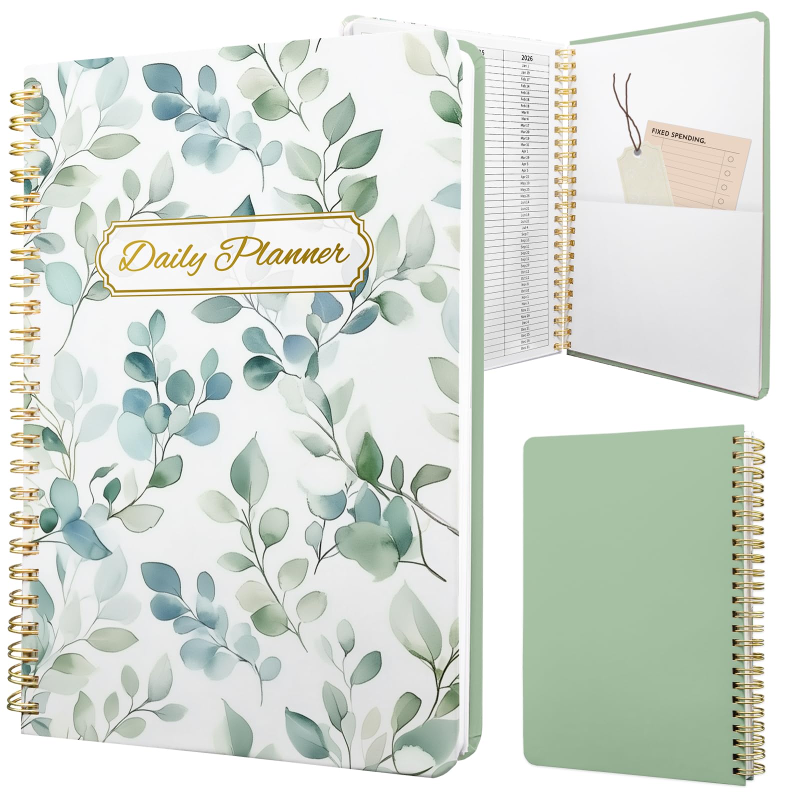 Stanoha Undated Daily Planner - Spiral Notebook 80 Days One Day Per Page, Hourly Schedule, To-Do List, Notes, Everyday Planning Task, A5 Hardcover