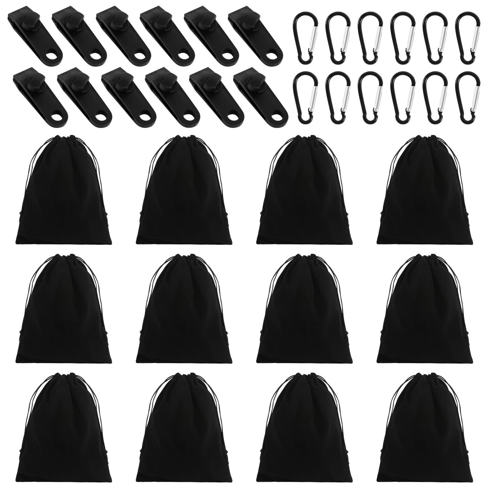 Lot de 12 poids pour rideau d'extérieur avec mousquetons et clips, sac pour pavillon et jardin