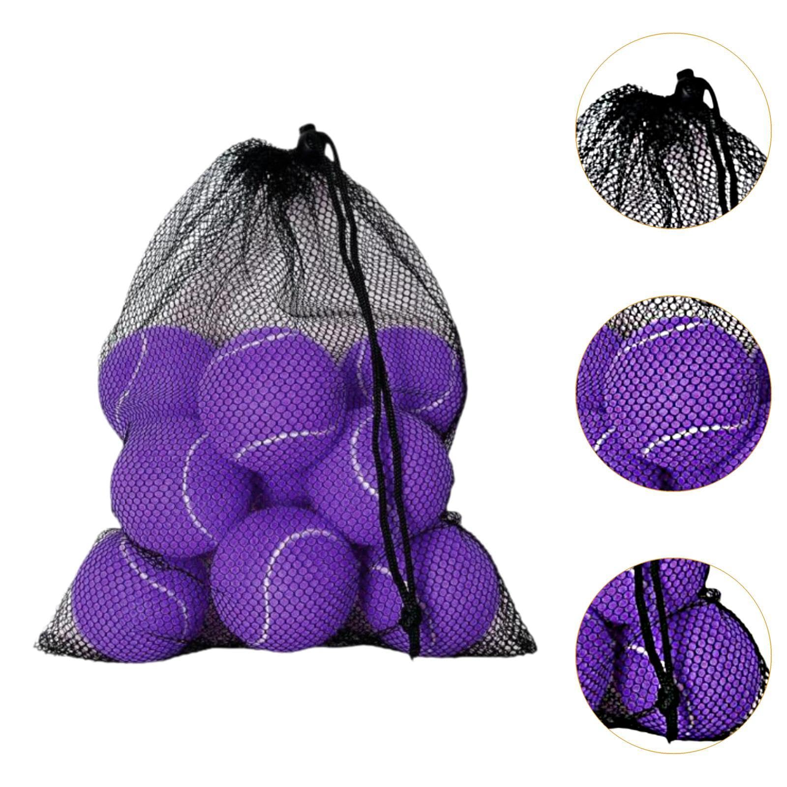 12 Pelotas Tennis Pelotas Práctica Entrenamiento Juego Resistente Material Goma Felt con Bolsa Uso Portátil Adecuado para Niños Adultos Ejercicio Al a, PÚRPURA
