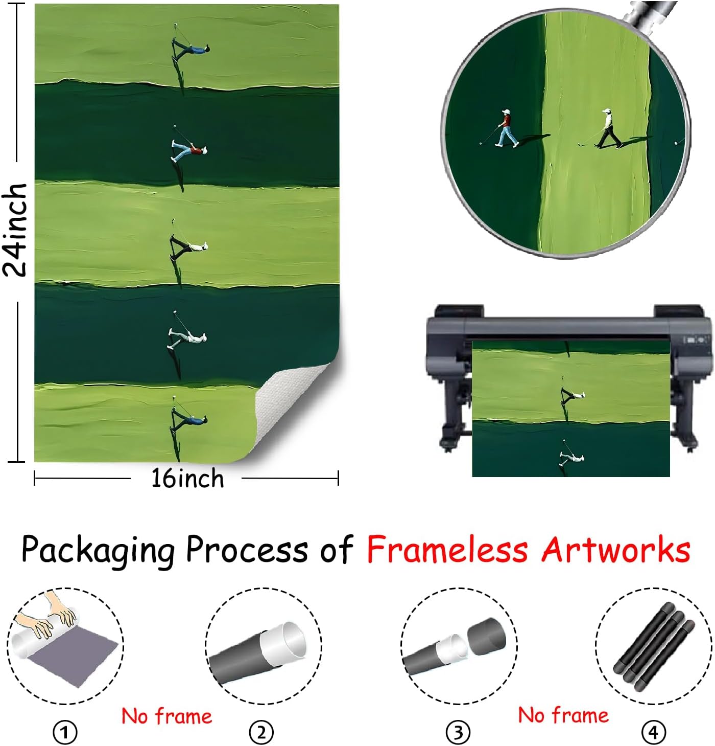 Golfing Poster Golf Landscape Art Green Minimalist Textured Wall Art Modern Aesthetic Pictures Abstract People Artwork Golf Course Painting Sports Posters for Golf Lovers Gifts 24x16in No Frame - Image 3