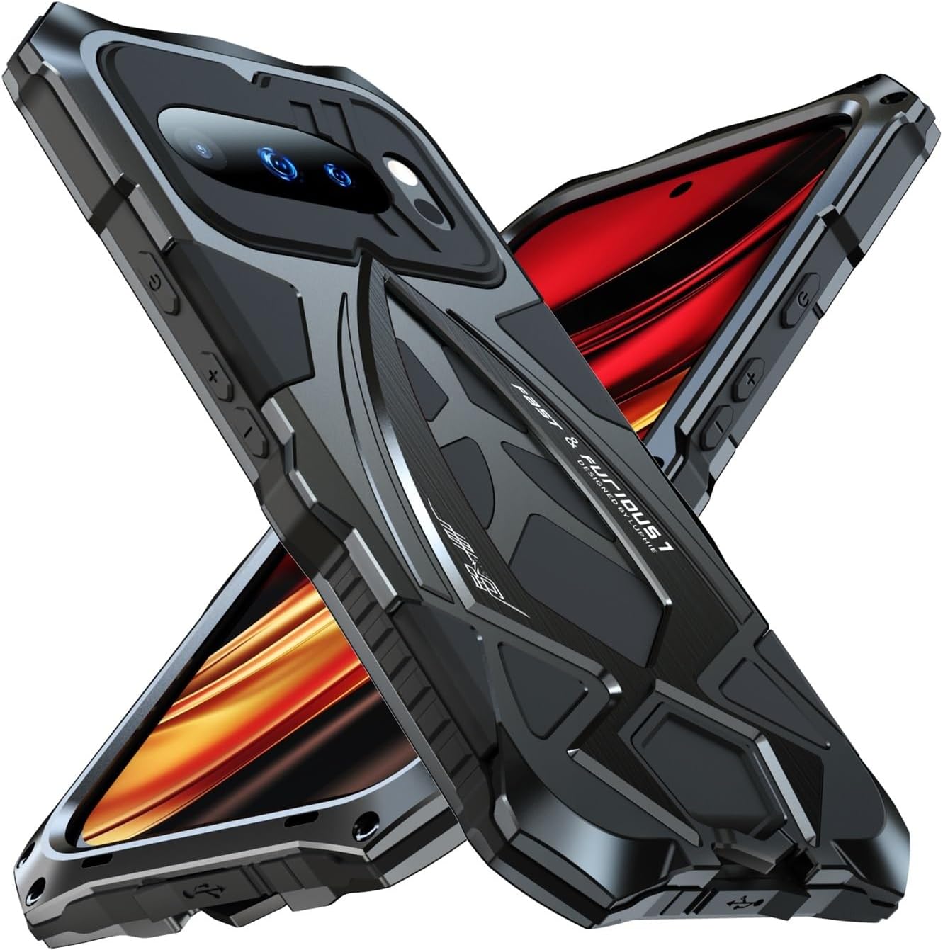 Metal Case for Google Pixel 10 Pro, Heavy Duty Military-Grade Aluminum Bumper with Soft Silicone Inner Layer, Shockproof Full Body Protection, Cool Design Cover(Red)