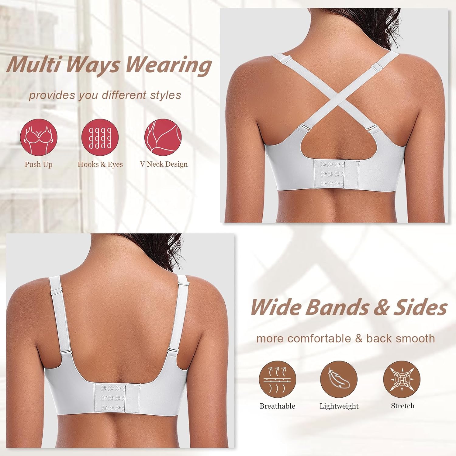 Ganado Bras for Women No Underwire Wireless Push Up Bra Full Coverage Seamless Comfortable Bralettes - Image 2