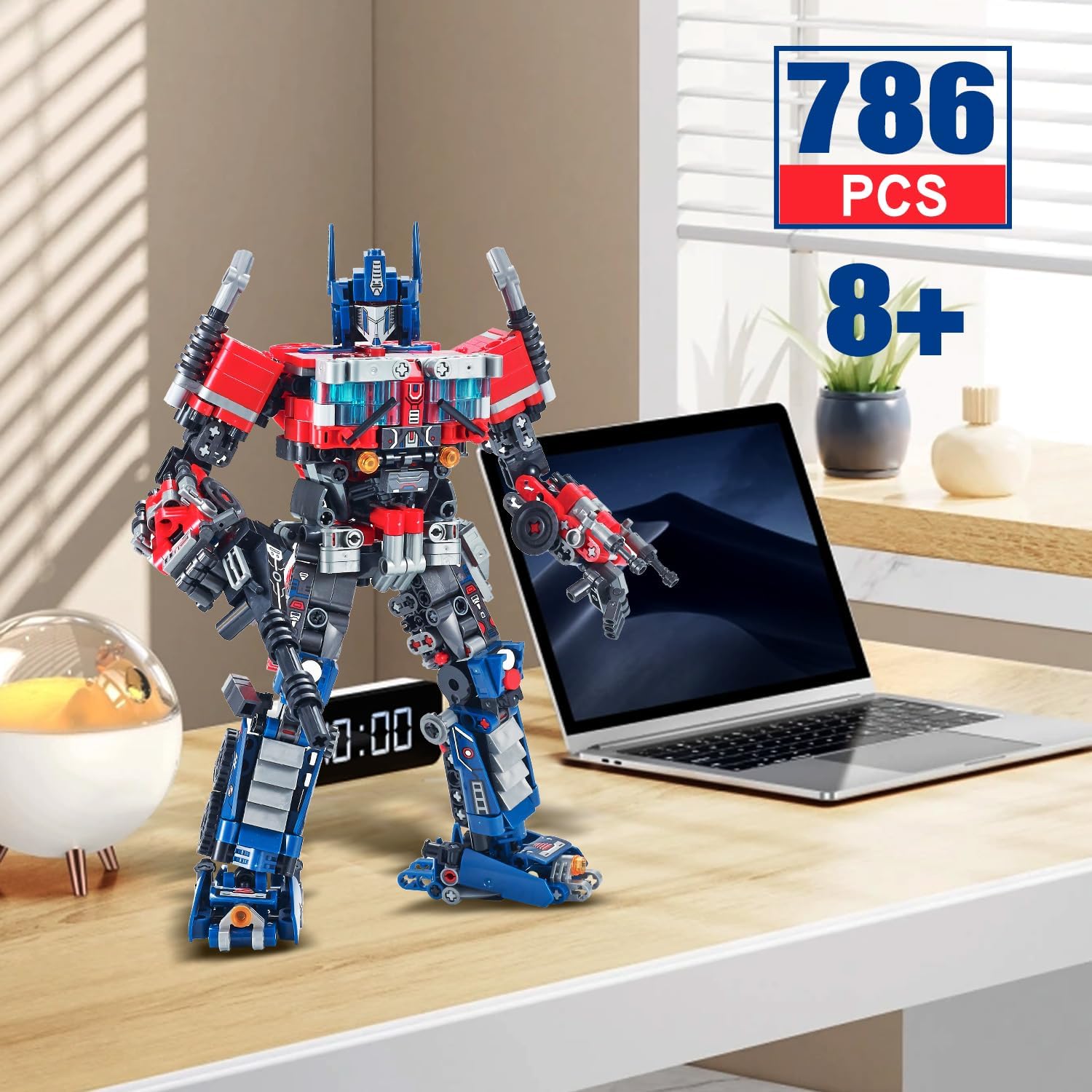 TIALLOW Transform Sets Robot Building Block Toys，2 in 1 STEM Robotics Transforming Truck Mech Building kit，Compatible with Lego，Christmas Birthday Gift for Adults Boys Age 8-12 (Blue)