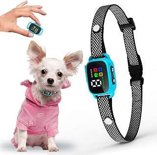 Tiny Bark Collar for Small Dogs 5-15 lbs and Puppies - No Shock Anti Barking Collar - Rechargeable Smart Collar for Dog Training with 7 Sensitivity Levels and 3 Beep&Vibration Modes (Blue)