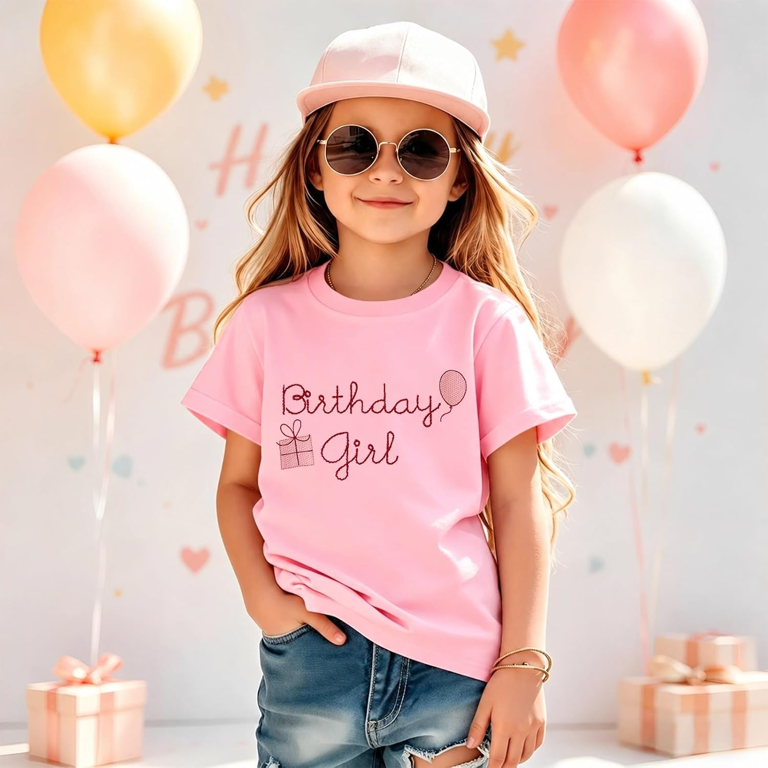 BOUTIKOME Birthday Girls Shirt Toddler Kids Girls Embroidery T-Shirt 2nd 3rd 4th 5th 6th 7th 8th Bday Party Gift Outfits Tops