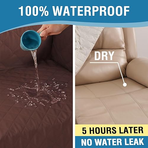 Miniatura 3 de H.VERSAILTEX Funda reclinable 100% impermeable de 1 pieza para sofá reclinable de 3 cojines, funda protectora de muebles con respaldo antideslizante