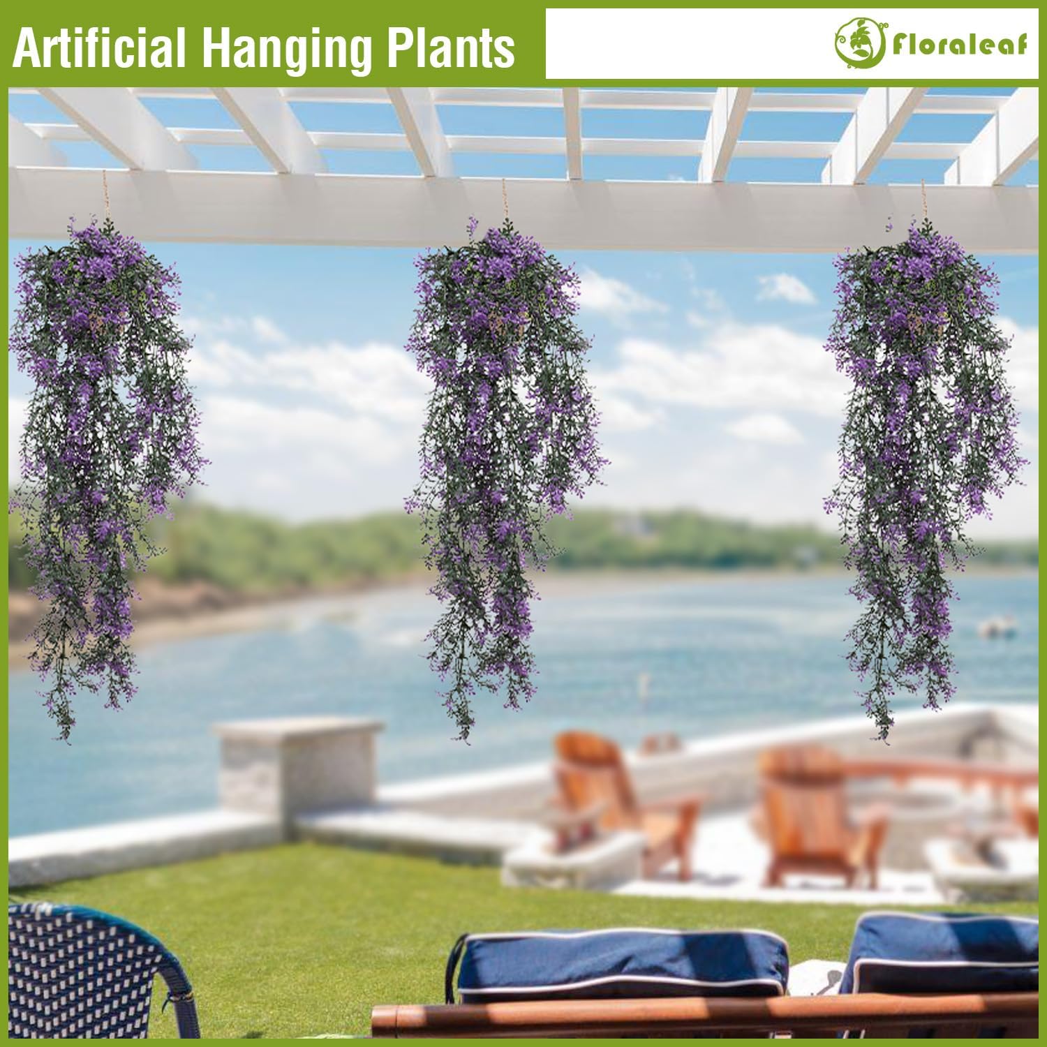 3 PCS Artificial Hanging Plant Fake Hanging Plants for Indoor Outdoor Home Patio Garden Porch Decoration Hanging on Walls Ceilings and Other Locations Green Purple