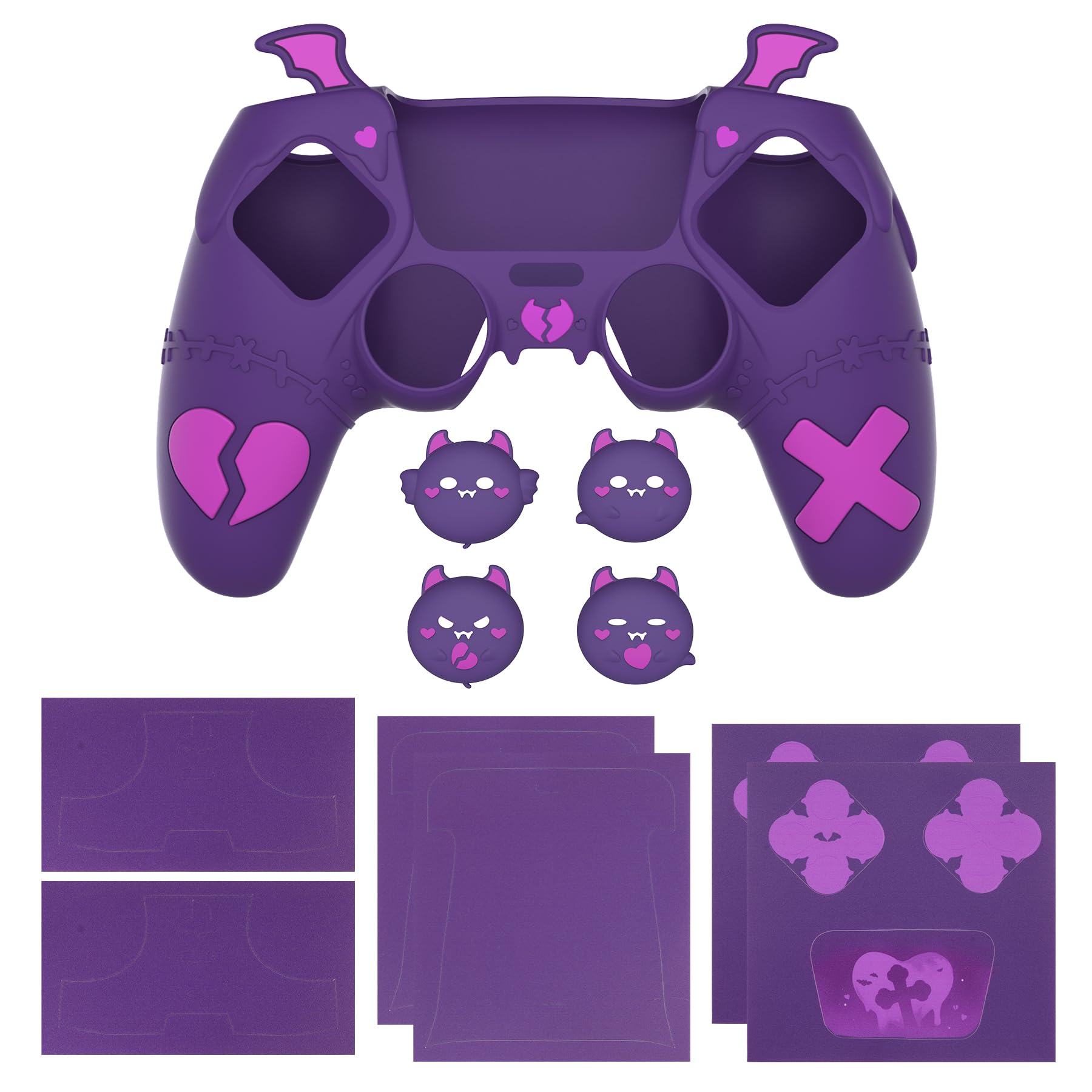PlayVital Etui na Kontroler do ps5 z Nakładkami Joystick i Naklejką Skin,Silikonowa Osłona Ochronna do ps5, Kompatybilna ze Stacją Ładującą – Fioletowy(Seria Gothic Imp)