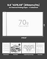 Vista 2 de Vretti Papel para impresora térmica de 8.5 x 11 pulgadas, papel térmico de secado rápido, 4 rollos de tamaño carta estadounidense, 27 hojas/rollo