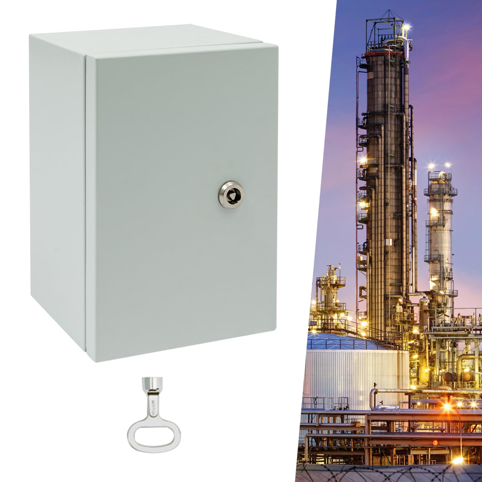 Armadietto per quadro elettrico in acciaio inox, 20 x 15 x 30 cm, alloggiamento ermetico per elettricità, IP65, 1000-1200 °C, montaggio a parete con serratura, armadietto metrico per cablaggio esterno
