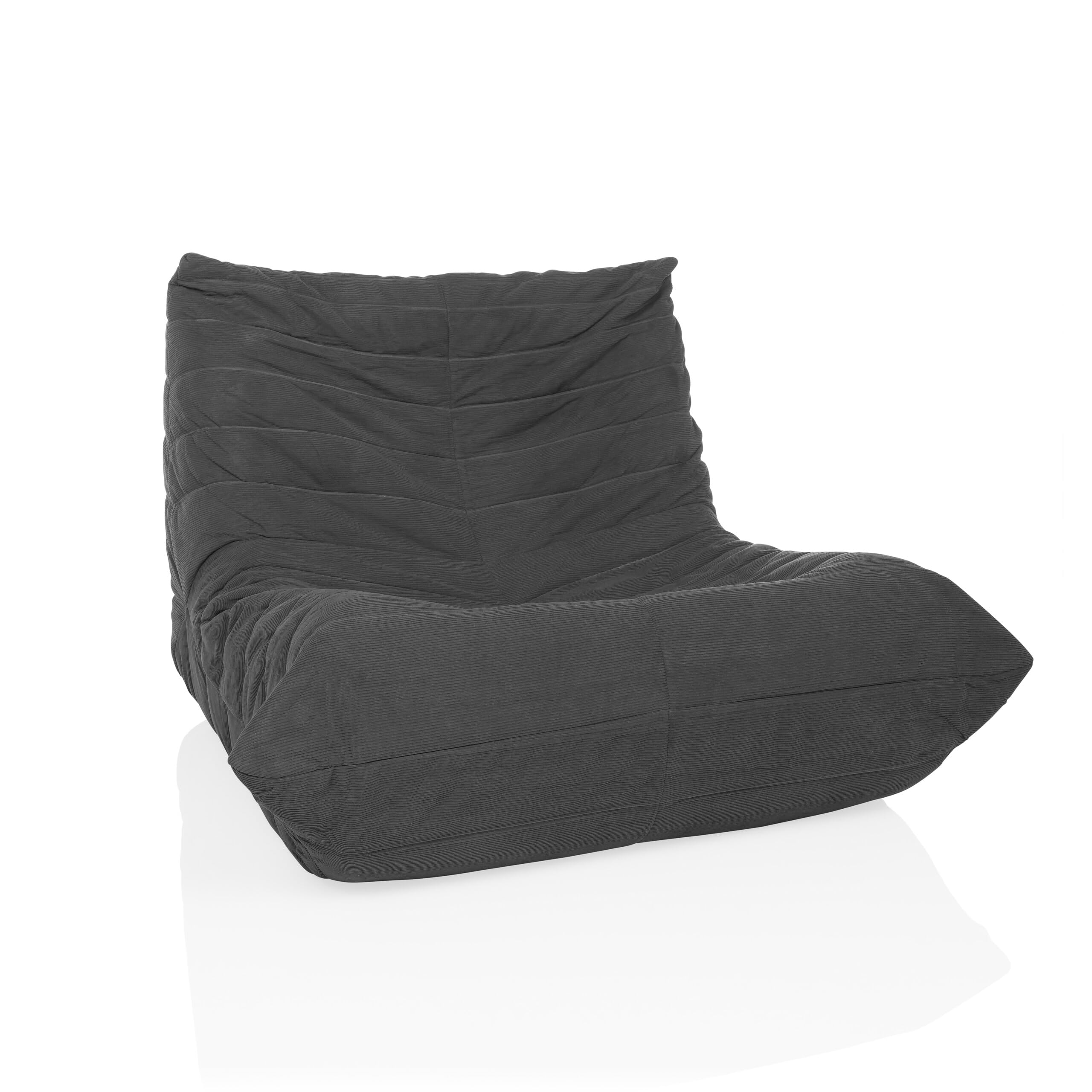 hjh LIVING Sillón de Suelo con Respaldo SITZOLO Cómodo sillón de Suelo Sillón de salón, Tejido Acanalado Gris Oscuro
