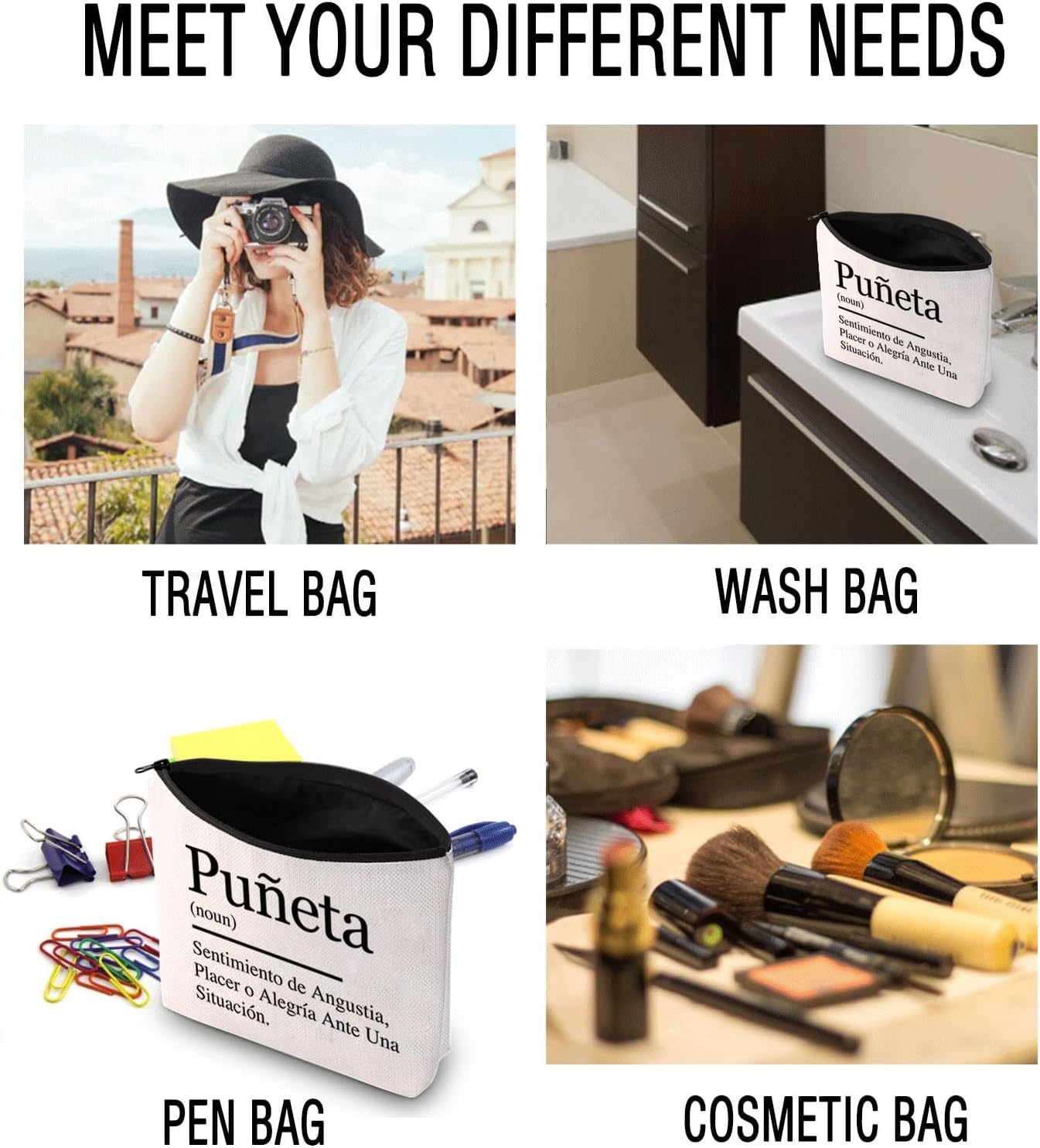 JXGZSO Puñeta Definition Cosmetic Bag Puerto Rican Makeup Pouch Puerto Rico Travel Gift Puerto Rico Lover Gift Puertorican Gift (Puñeta Bag) - Image 4