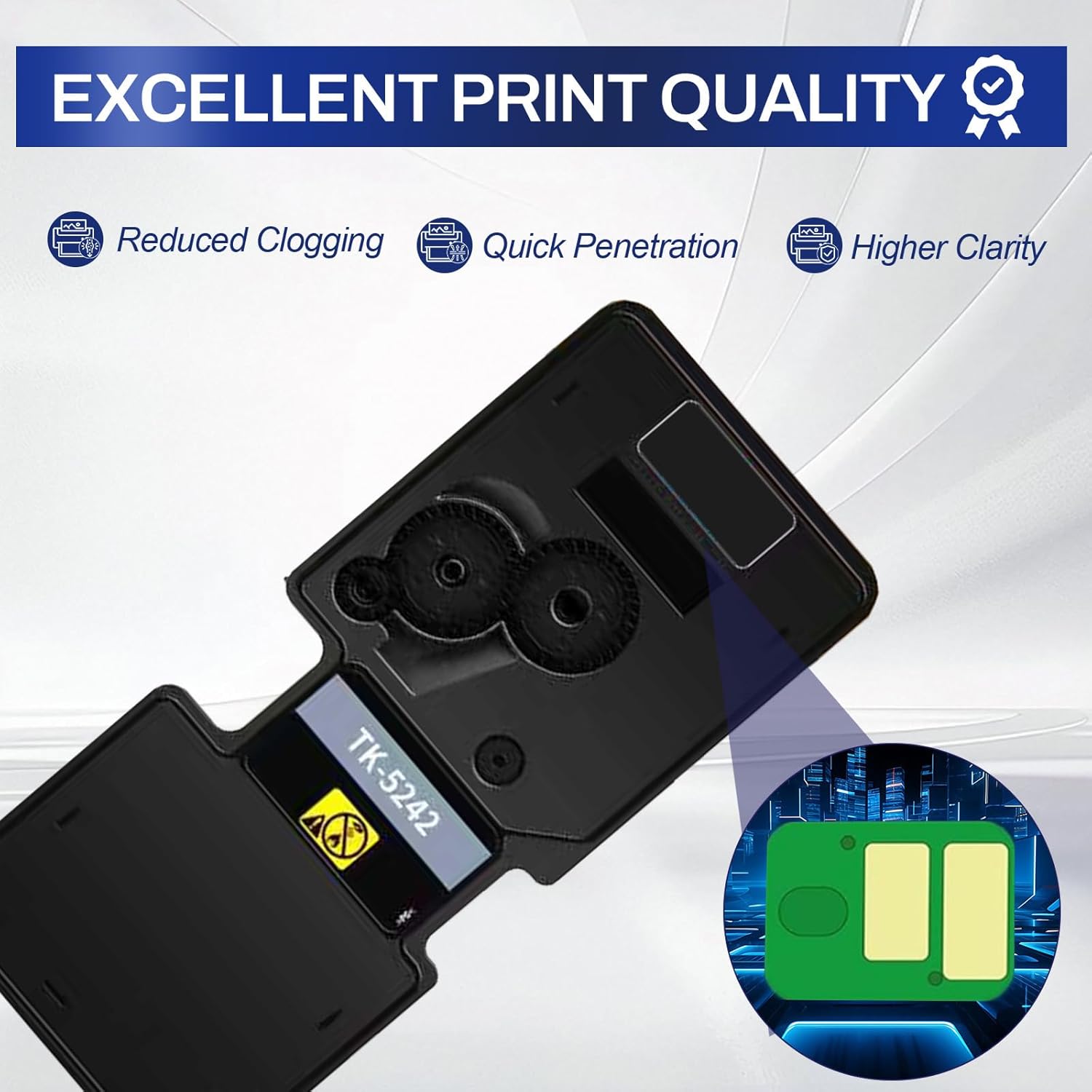 TK5242 TK-5242 Toner Cartridge with Chip Replacement for Kyocera TK-5242K TK-5242C TK-5242M TK-5242Y Toner Compatible with Kyocera ECOSYS P5026cdn P5026cdw M5526cdn M5526cdw Printers（4 Pack）