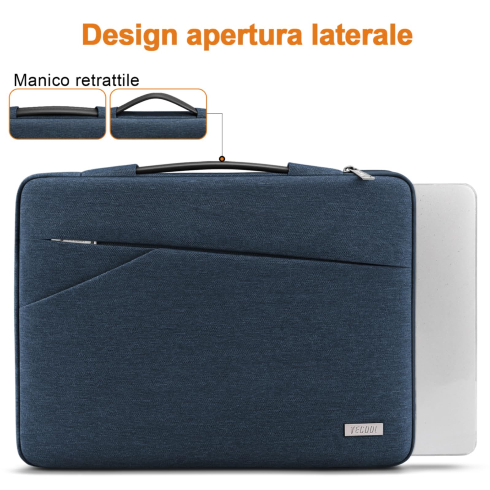 TECOOL 14 Pollici Custodia PC Portatile per 14'' HP Dell Acer ASUS Lenovo Thinkpad Ideapad Chromebook Notebook, MacBook Air 15 M2 M3 M4 2023-2025 Custodia Protettiva Laptop Borsa, Blu Denim