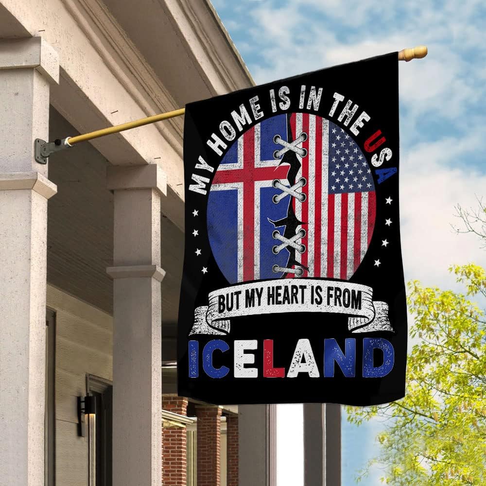 Flag Made in America with Icelandic Parts Iceland U.S.A Friendship American Flag Patriotic House Flag (29.5" x 39.5") Double Sided-USA Flags Premium Polyester-Decorative Indoor Outdoor Flag