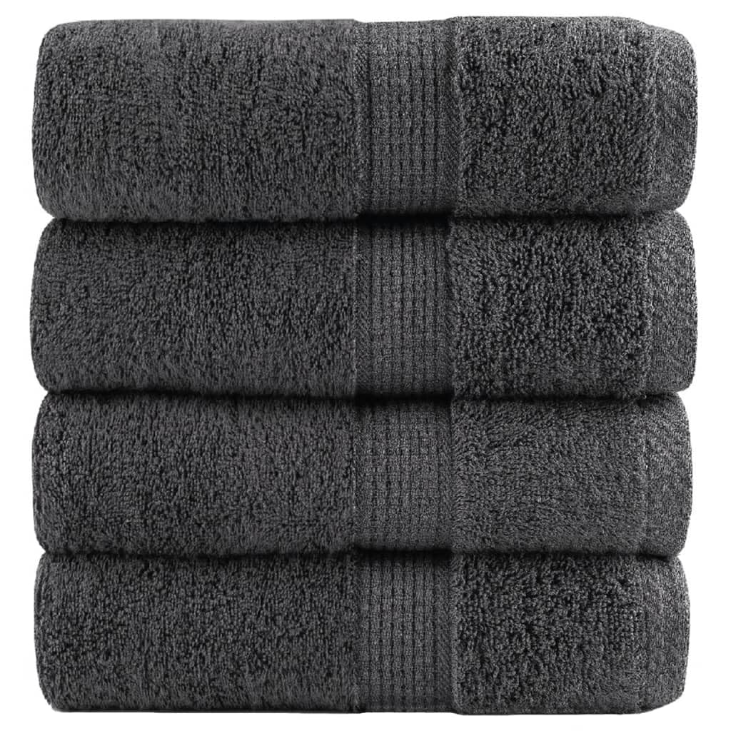 SOLUND Waschtücher 4 STK. Anthrazit 30x30 cm 600 g/m² aus 100% Baumwolle, saugfähig, weich, mit Aufhängeschlaufe für Bad, Küche, Sauna und Fitness