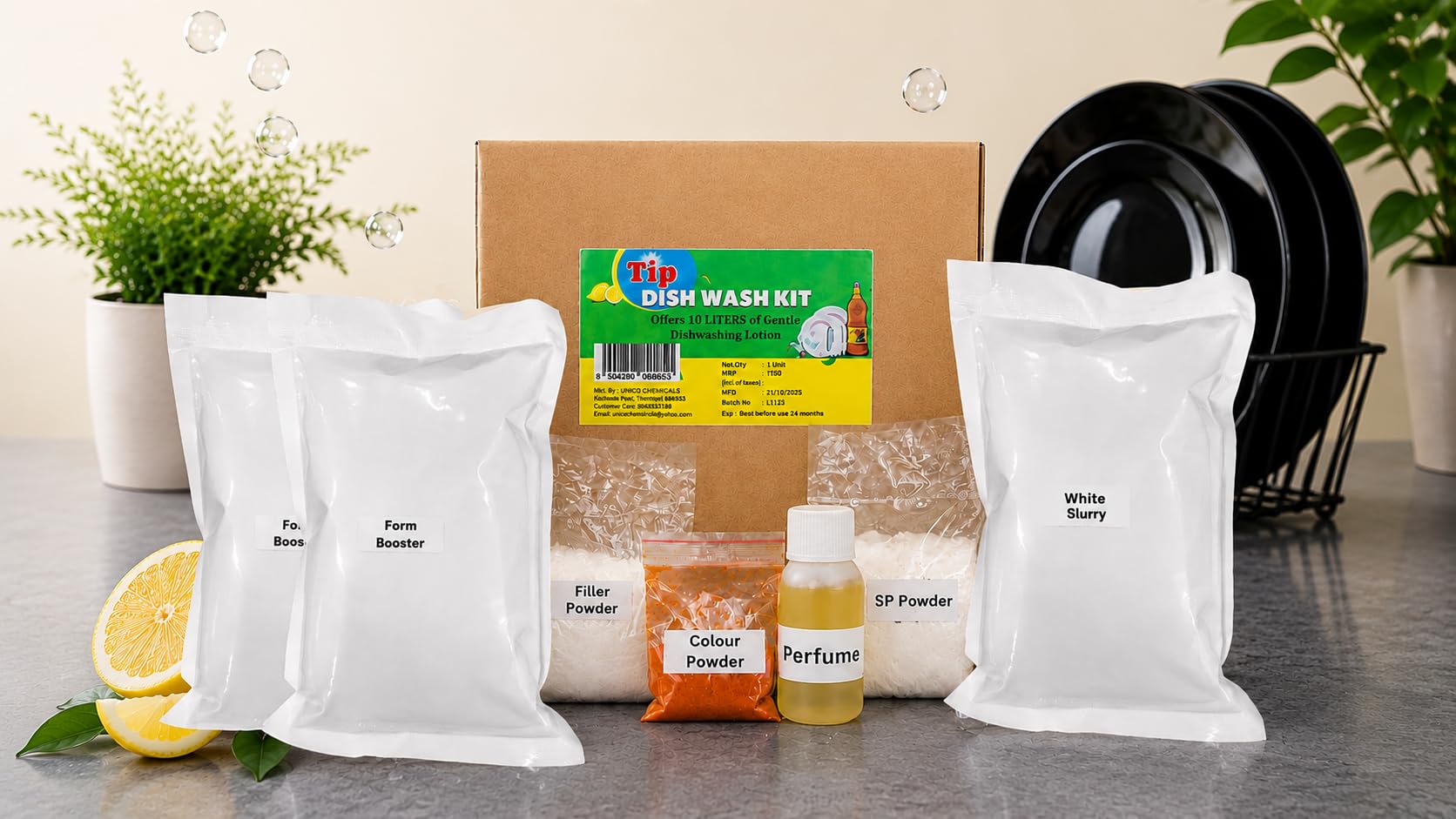 TIP DISH WASH KIT (DIY KIT 10 LITER) Dish Cleaning Gel (GENERAL, 10 L) dish wash MIX Dish wash Gel Making Kit-image-28