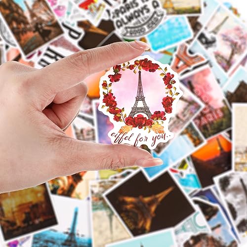 Miniatura 2 de Yeaqee 200 calcomanías de París vintage de la Torre Eiffel, vinilo impermeable, recuerdos de fiesta, calcomanías de mapa francés, calcomanías de