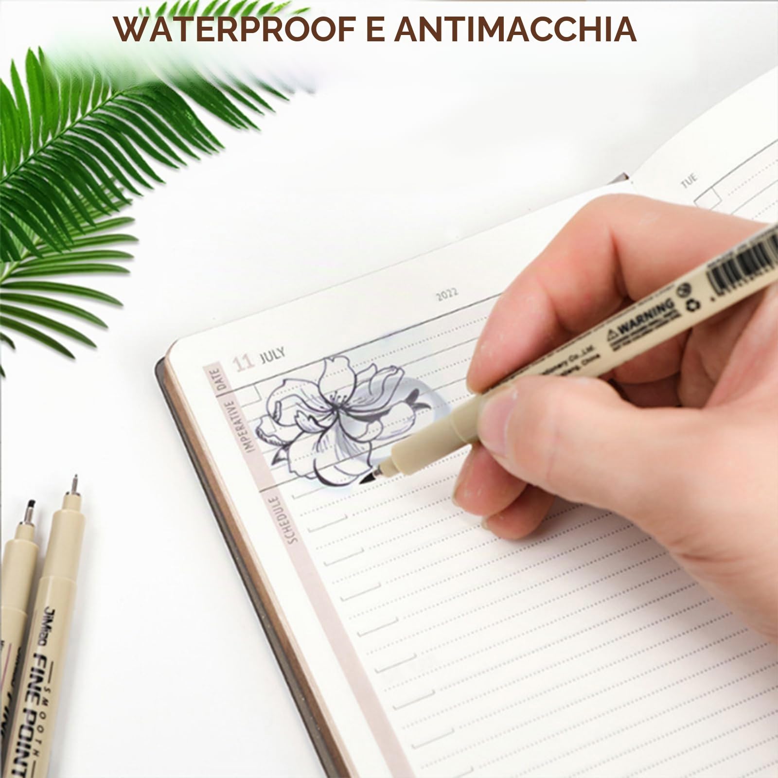 Set di 12 penne fineliner Rierousy Micron nero impermeabili per illustrazioni schizzi