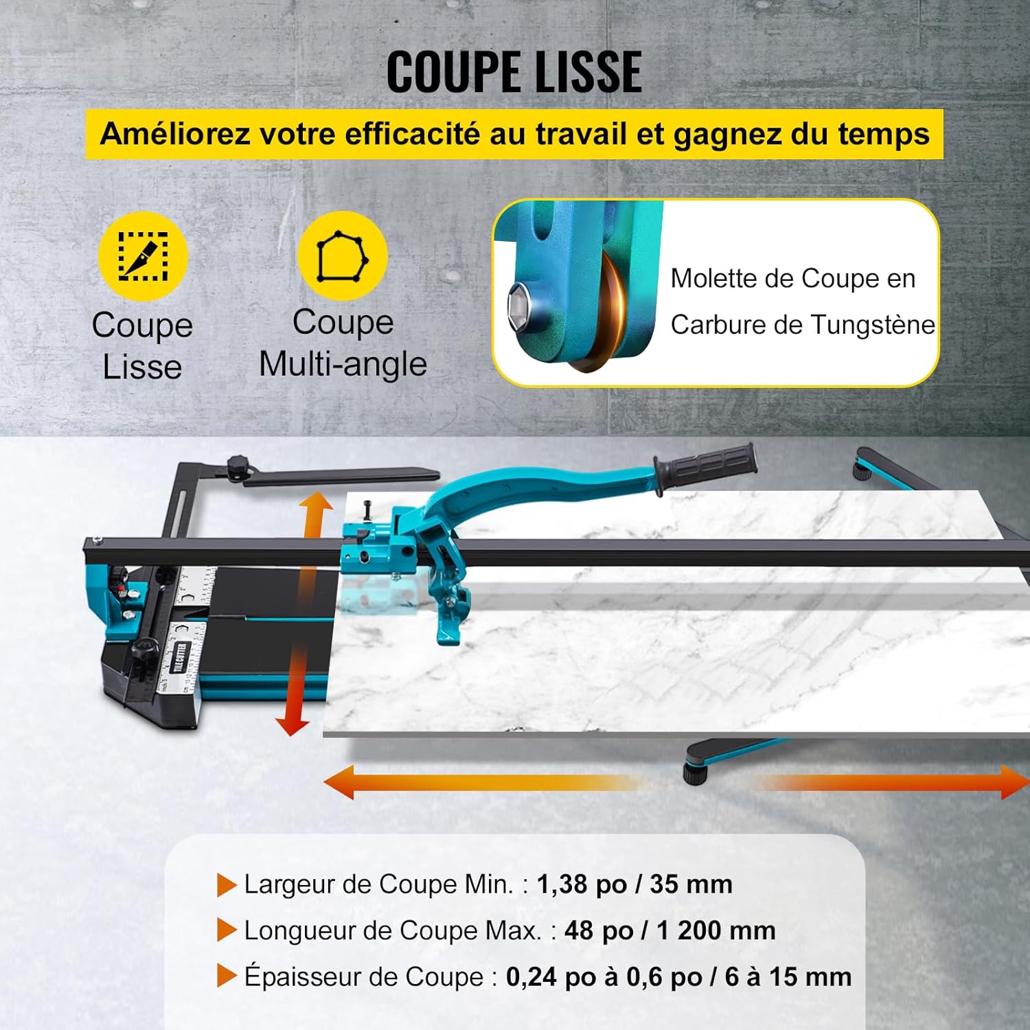 Mophorn 48 Inch Tile Cutter Single Rail Double Brackets Manual Tile Cutter 3/5 in Cap w/Precise Laser Manual Cutter Tools for Precision Cutting (48 Inch)
