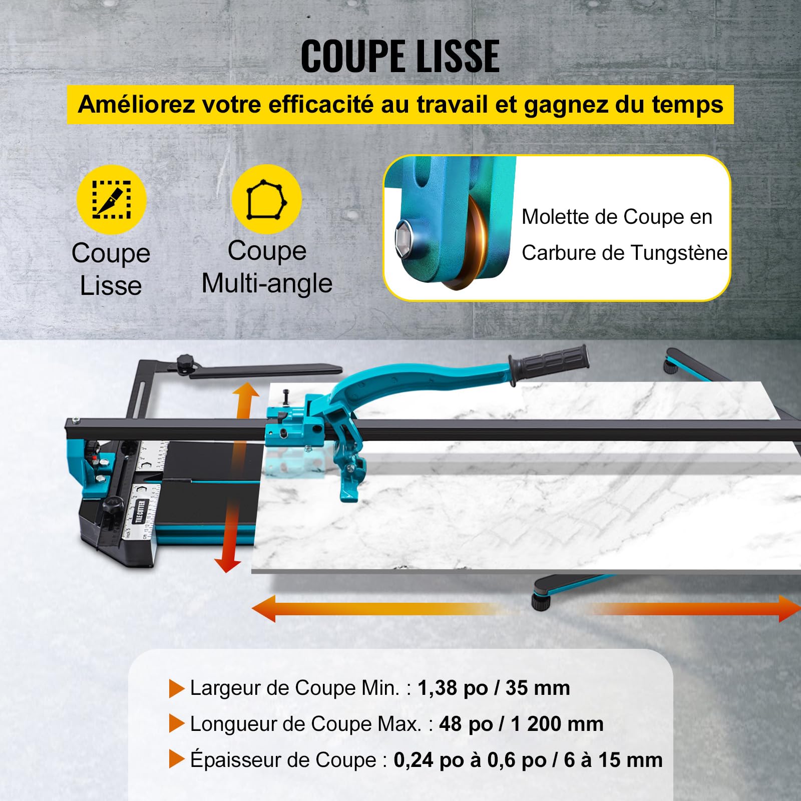 Mophorn Coupe Carrelage 1200mm, Coupe-carreaux Manuels avec Rail et Support, Positionnement Infrarouge Laser, Outils de Coupe Professionnels pour Couper les Carreaux, la Porcelaine