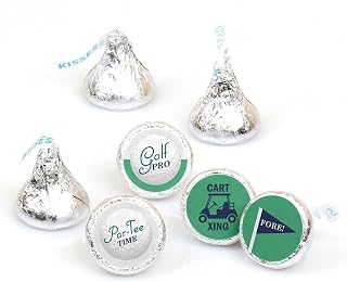 Big Dot of Happiness Par-Tee Time - Golf - Birthday or Retirement Party Round Candy Sticker Favors - Labels Fit Chocolate Candy (1 Sheet of 108)