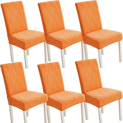 Vista 17 de Juego de 6 fundas elásticas para sillas – Fundas extraíbles para sillas de comedor, fundas protectoras de terciopelo lavables a prueba de polvo