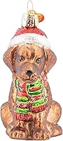 Vista 10 de Old World Christmas Golden Puppy - Adorno de cristal soplado sorpresa para árbol de Navidad, decoración navideña hecha a mano, colección festiva