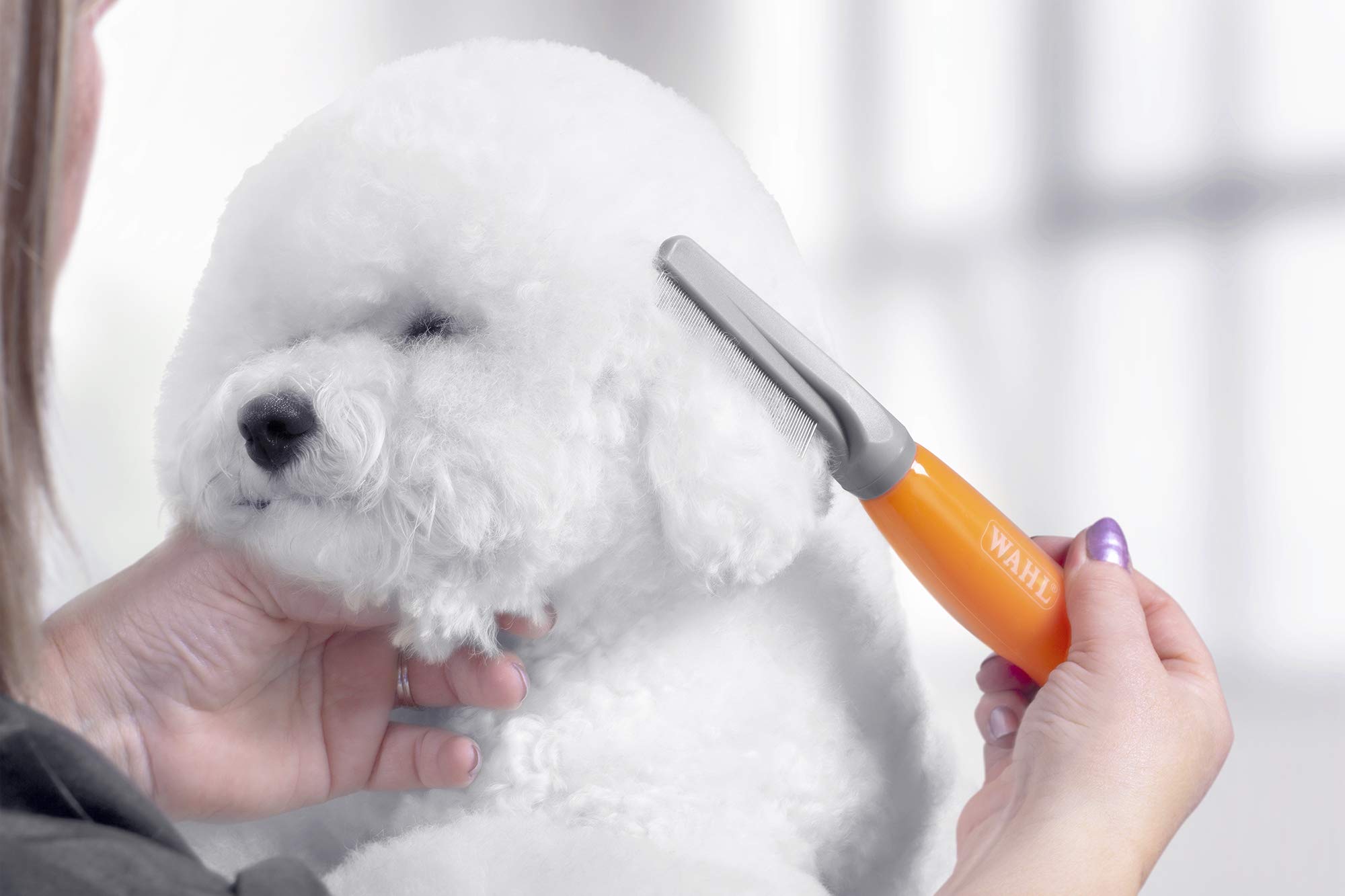 Wahl Flohkamm, Haustierkamm für Hunde und Katzen, professionelle Fellpflegebürste, Fellpflegewerkzeuge für Haustiere, Entfilzungsbürsten für Langhaarige Tiere, Gelgriff