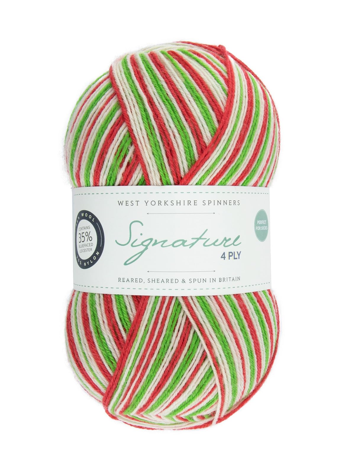 WYS Signature 4 ply Christmas Knitting Wool Yarn 100g - 989 Candy Cane — image 1