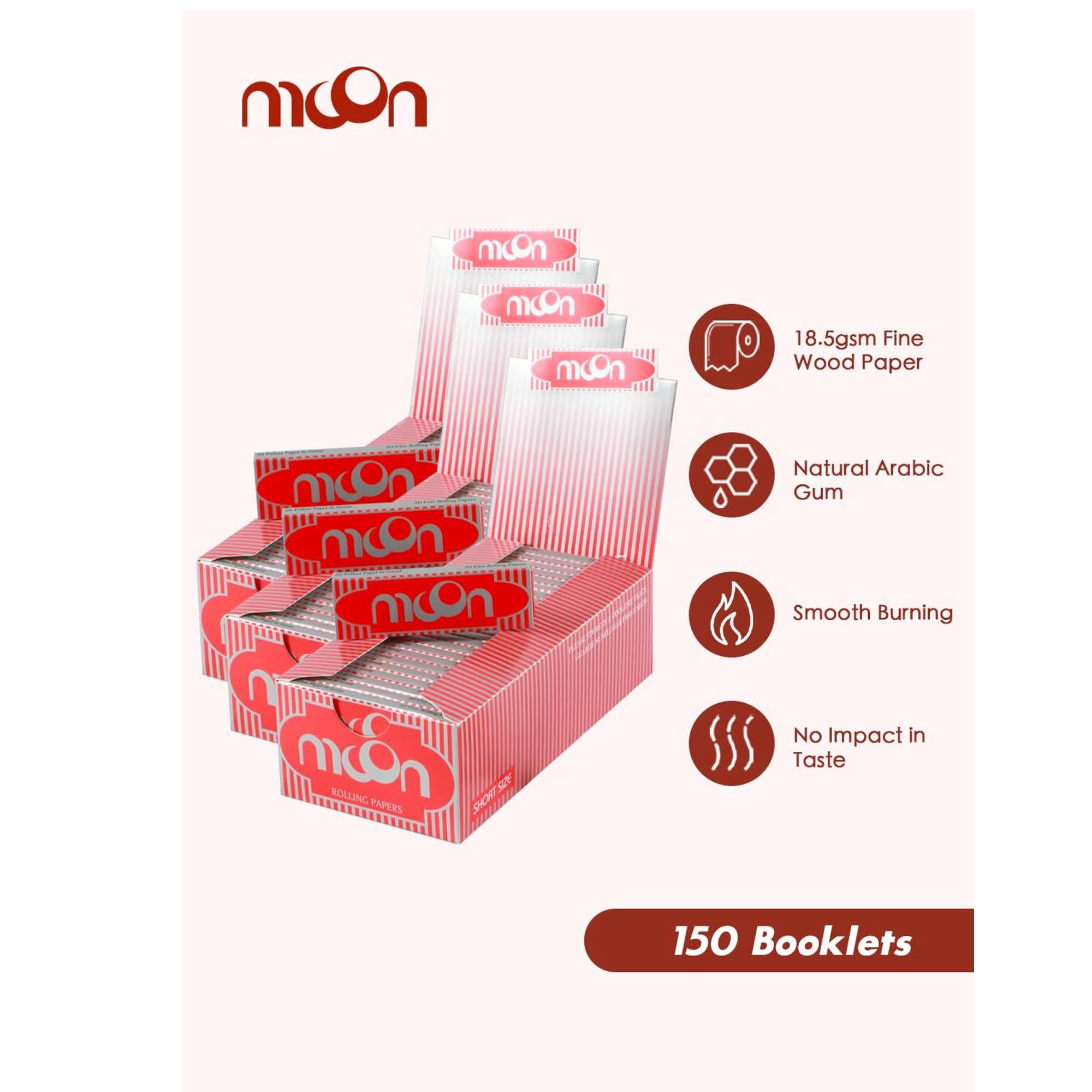 Amazon.com: MOON Cigarette Tobacco Rolling Paper,Regular Short Size 70 *  36mm Wood Rolling Paper,3x50 Booklets,7500 Leaves Total,Classic Red :  Health & Household