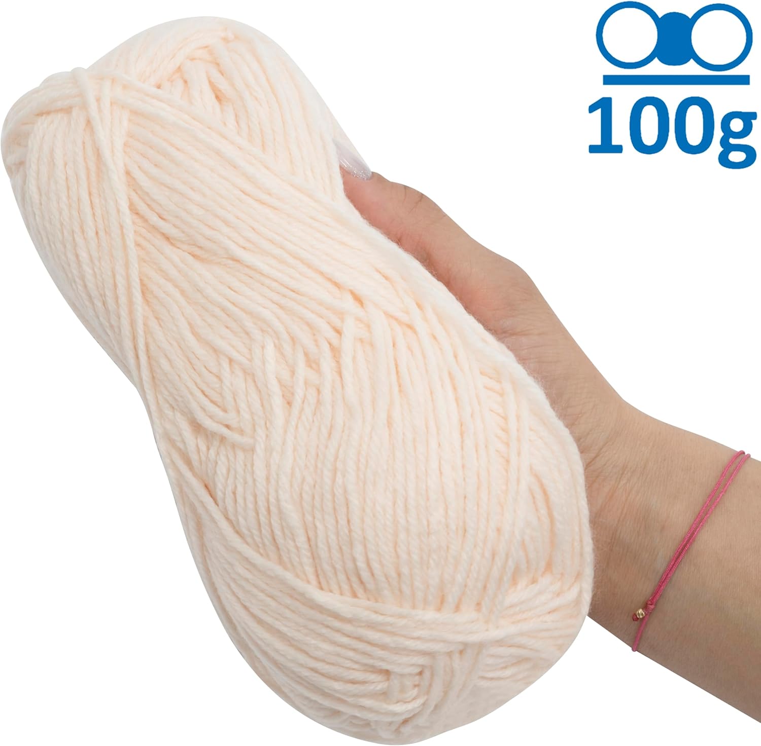 AERZETIX - C75145 - 100g ball of knitting yarn - peach colour - 100% acrylic - crochet needles making haberdashery clothes