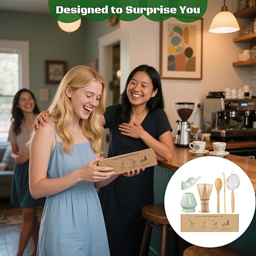 Miniatura 5 de Juego de batidor de matcha, kit de 6 piezas para hacer matcha, juego de té macha, soporte para batidor de cerámica, tamiz de iniciación de matcha,