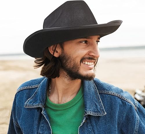 Miniatura 2 de JUSTOTRY Sombrero de vaquero de fieltro para mujeres y hombres, sombreros de vaquera de ala ancha para niña, fiesta de discoteca
