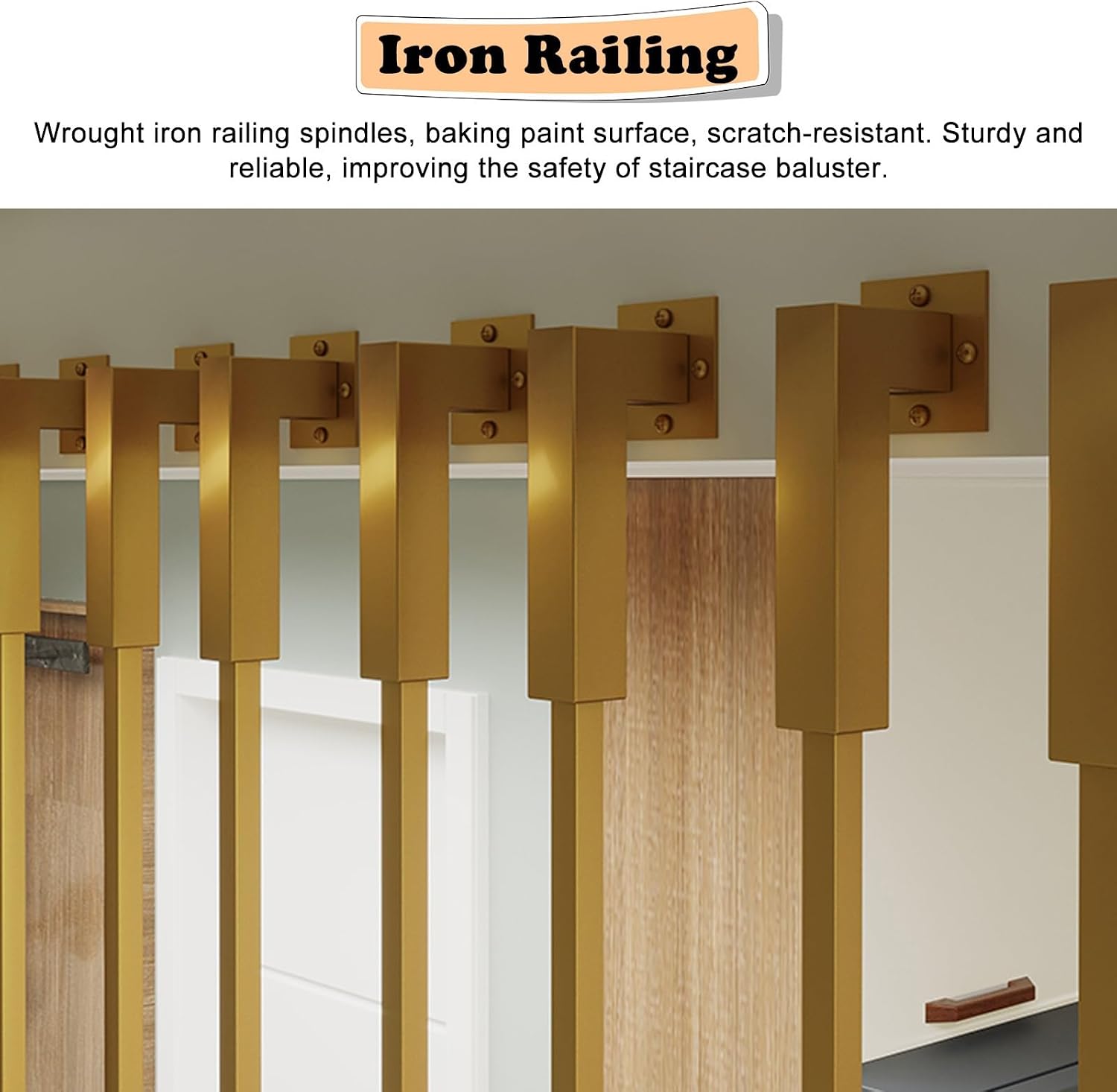 Iron Stair Balusters for Indoor Staircases - 50-240 cm Metal Spindles for Loft and Basement Remodeling - and Stylish Stair Railing Accessories