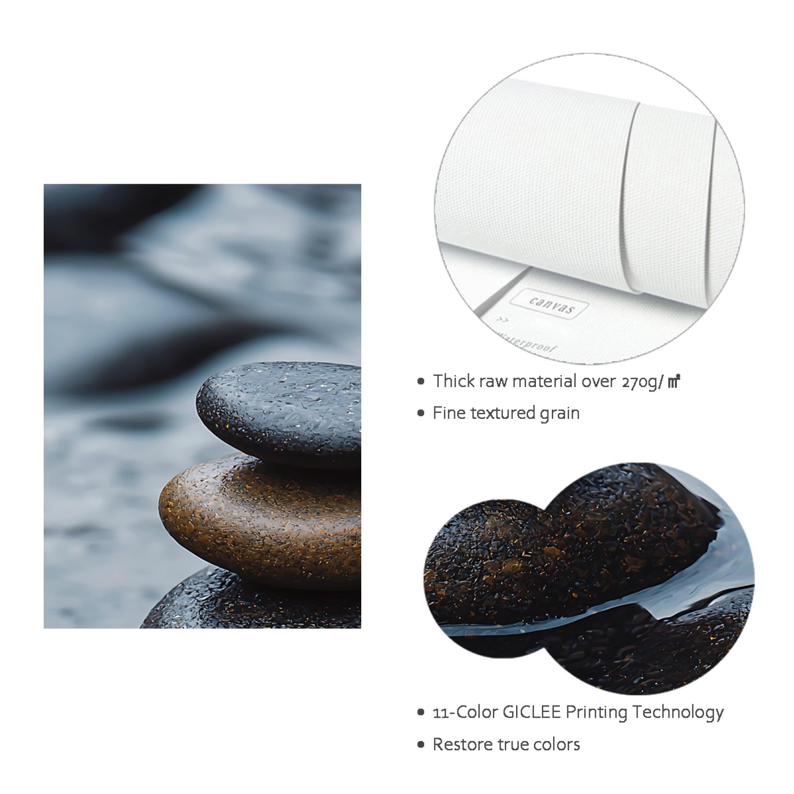 YUNART Yoga Méditation Art mural Pierres d’équilibre empilées Photos Encadré Toile tendue Oeuvre d’art pour spa Salle de bain Decor 65x100cm Cadre intérieur