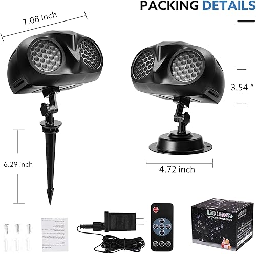Miniatura 2 de Luces de proyector de copo de nieve de Navidad, IP65, impermeables, luces de nieve para exteriores con control remoto y temporizador, efectos de