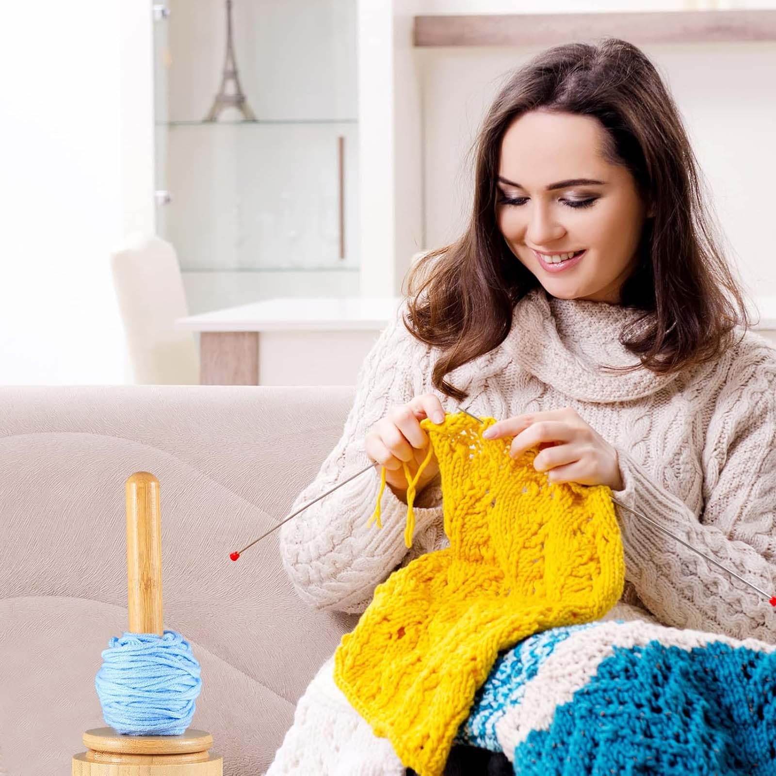 Bobinoir à Laine Magnétique En Bois - Support Pelote Tricot/Crochet - Cadeau Créatif