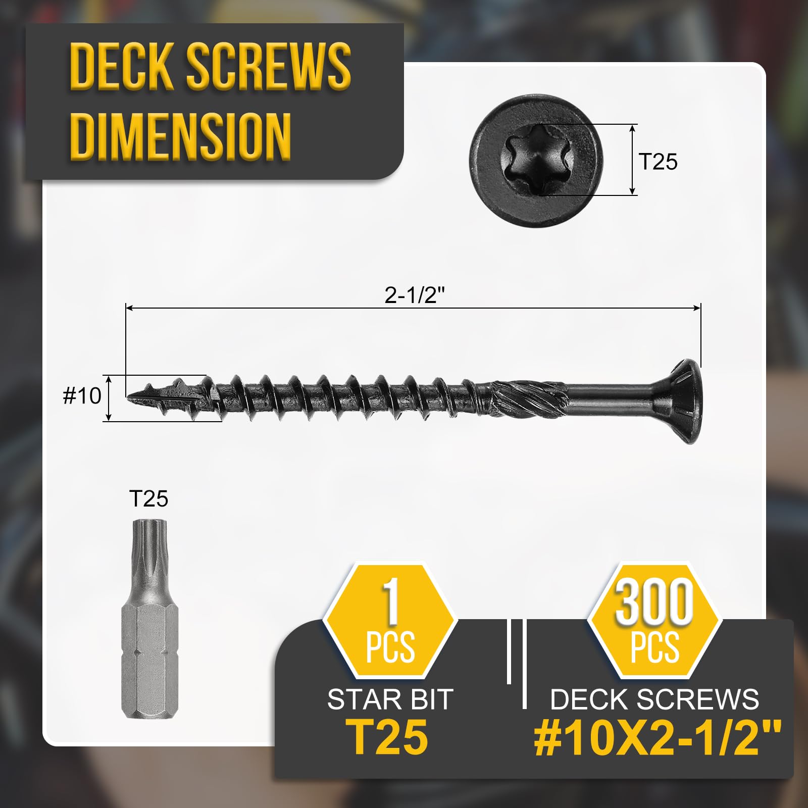 DTGN #10x2-1/2" Deck Screws, 300Pack, Good for Decks Fences, Frames, Farms, Outdoor Furniture - Image 2