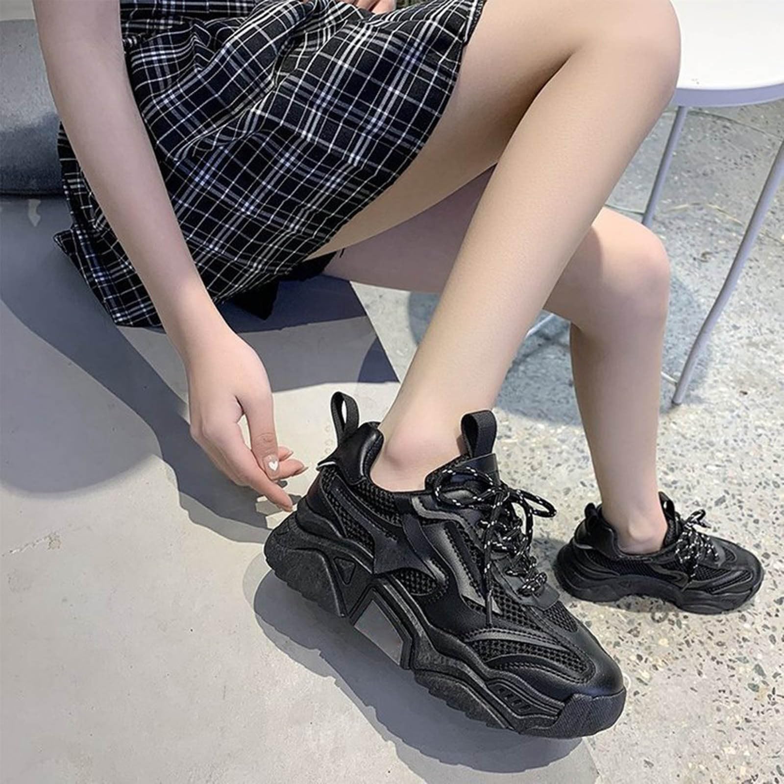 Scarpe da ginnastica estive da donna, con plateau, comode scarpe da corsa