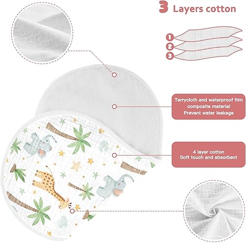 Miniatura 3 de Burbuja Safari - Paños de muselina de jirafa y elefante para bebé, trapos de algodón suaves y absorbentes para niños y niñas recién nacidos, paquete
