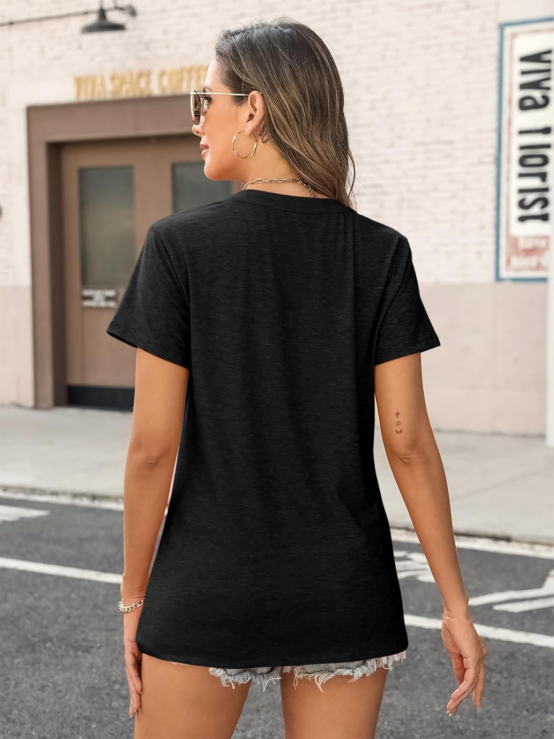 TICTICMIMI Women's V Neck Short Sleeve Tops Summer Casual Cute Loose Fit Button T Shirts - Image 5