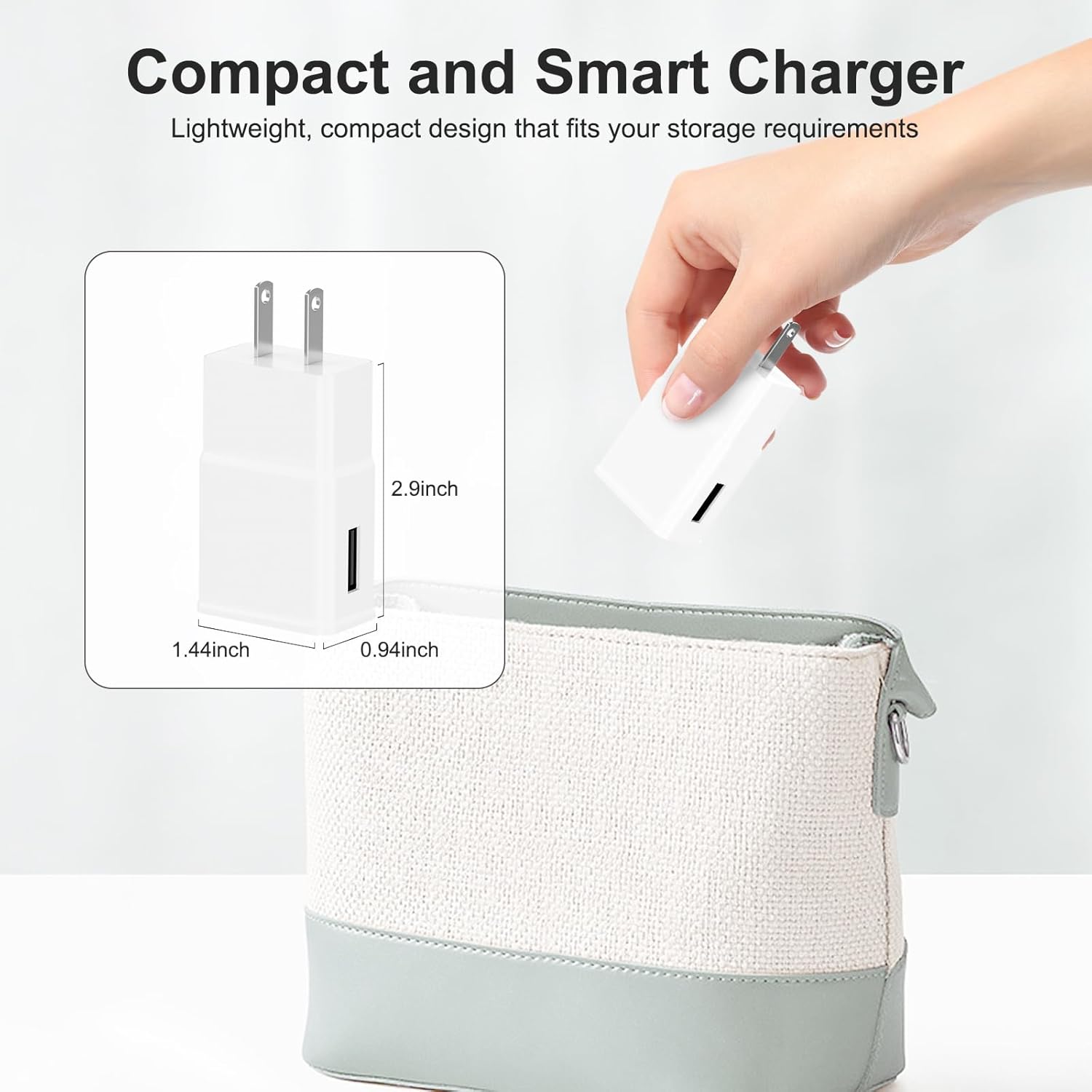 Adaptive Fast Charging USB Wall Charger Adapter for Samsung Galaxy S25 Ultra/S25/S25+/s24 S7 S8 S9 / Edge/Plus/Active, Note 5 8, 9, Quick Charge, Android Phone Travel Plug -2 Pack(White) image 5 of 8 B07THTZY9S