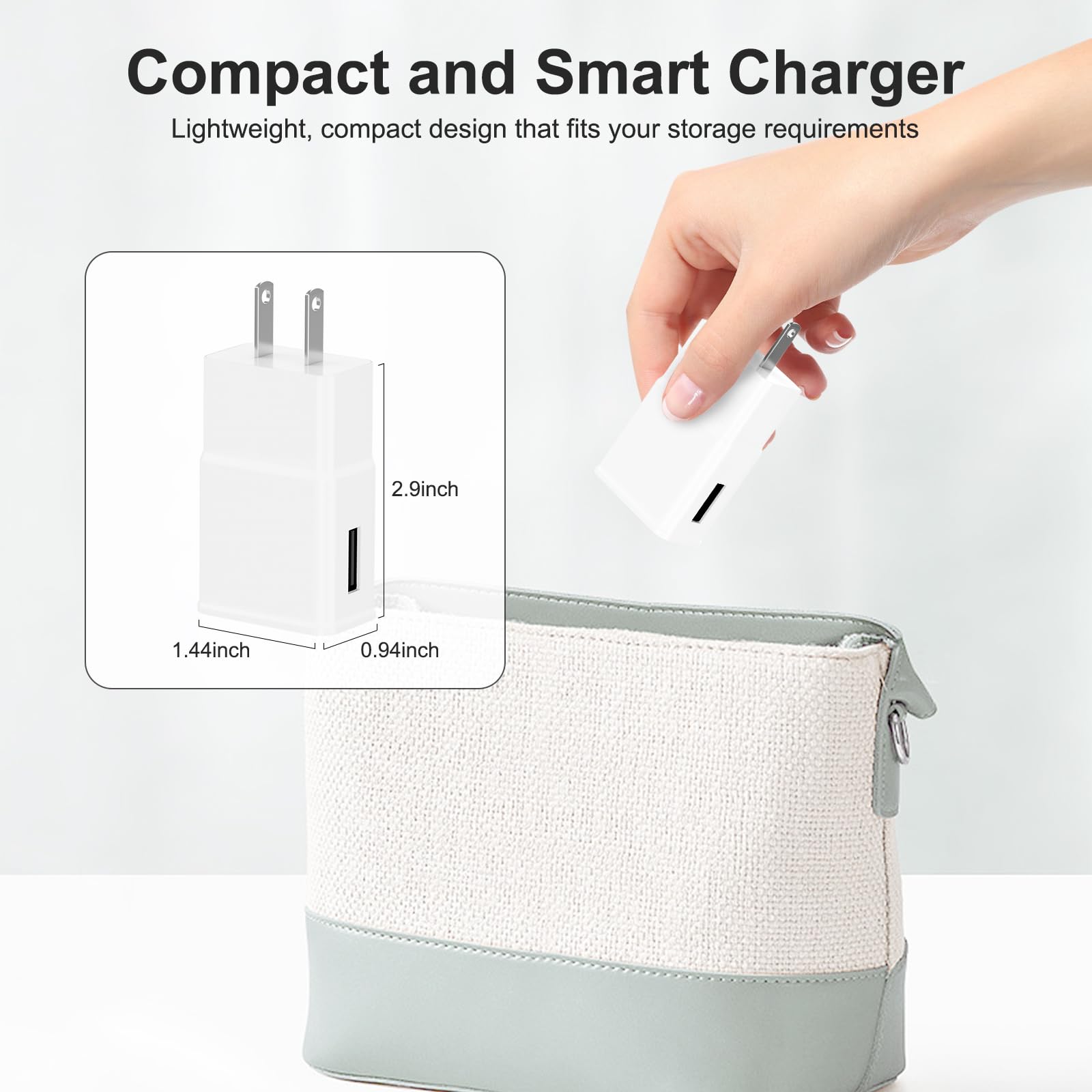 Adaptador de cargador de pared USB de carga rápida adaptable para Samsung Galaxy S25 Ultra/S25/S25+/s24 S7 S8 S9 / Edge/Plus/Active, Note 5 8, 9, carga rápida, enchufe de viaje para teléfono Android