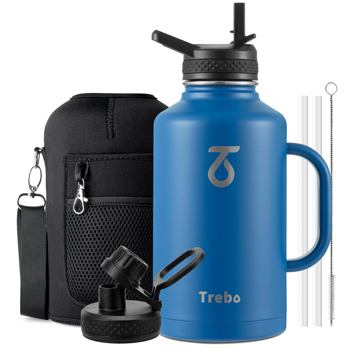Trebo Insulated Water Bottle 2 L Stainless Steel with Side Handle & Pouch